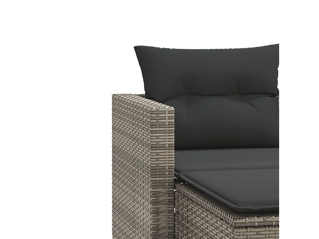 Canapé de jardin 2 places avec tabourets gris résine tressée