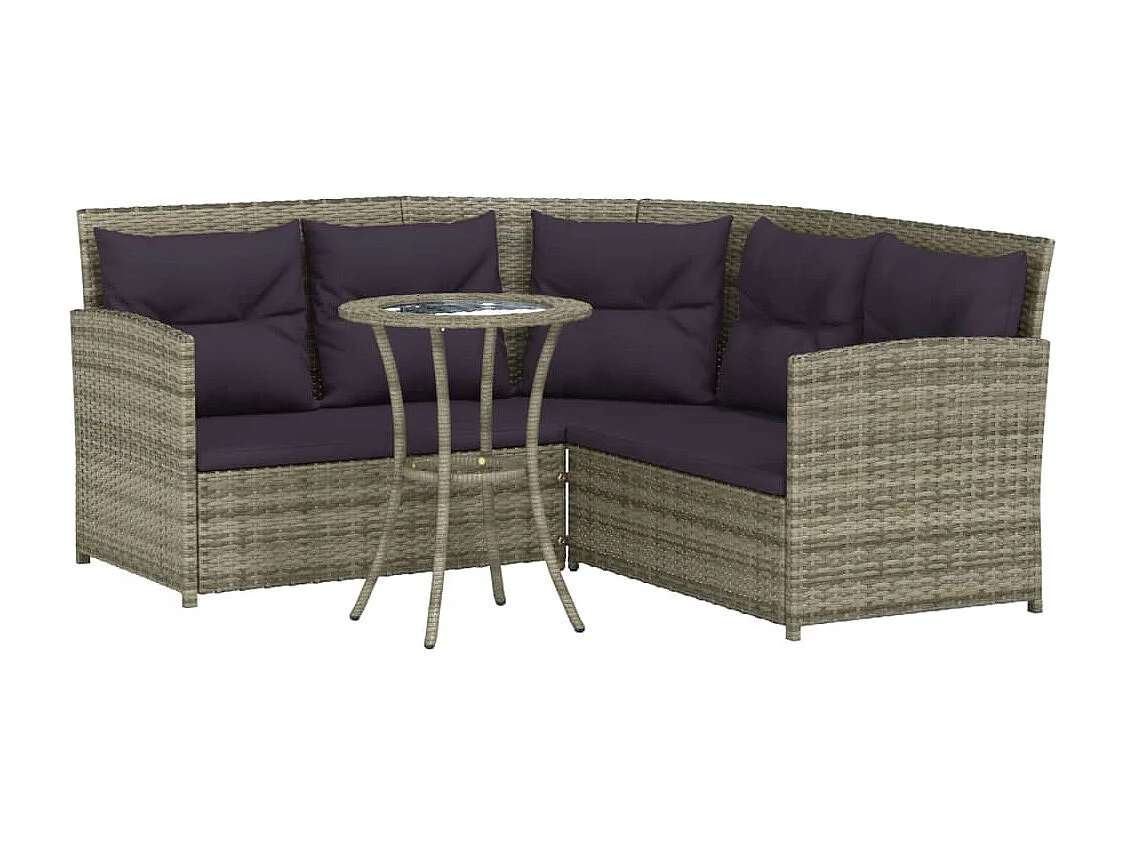 Ensemble de canapés en L 2pcs avec coussins Gris Résine tressée