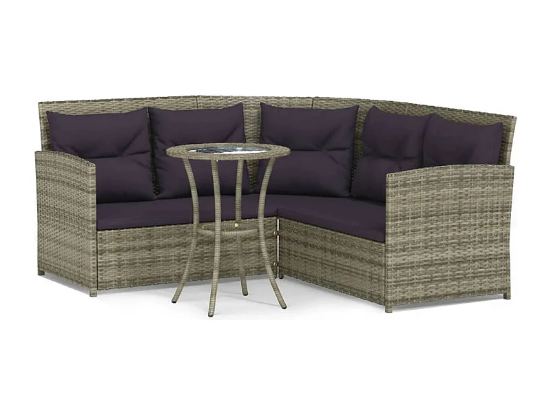 Ensemble de canapés en L 2pcs avec coussins Gris Résine tressée