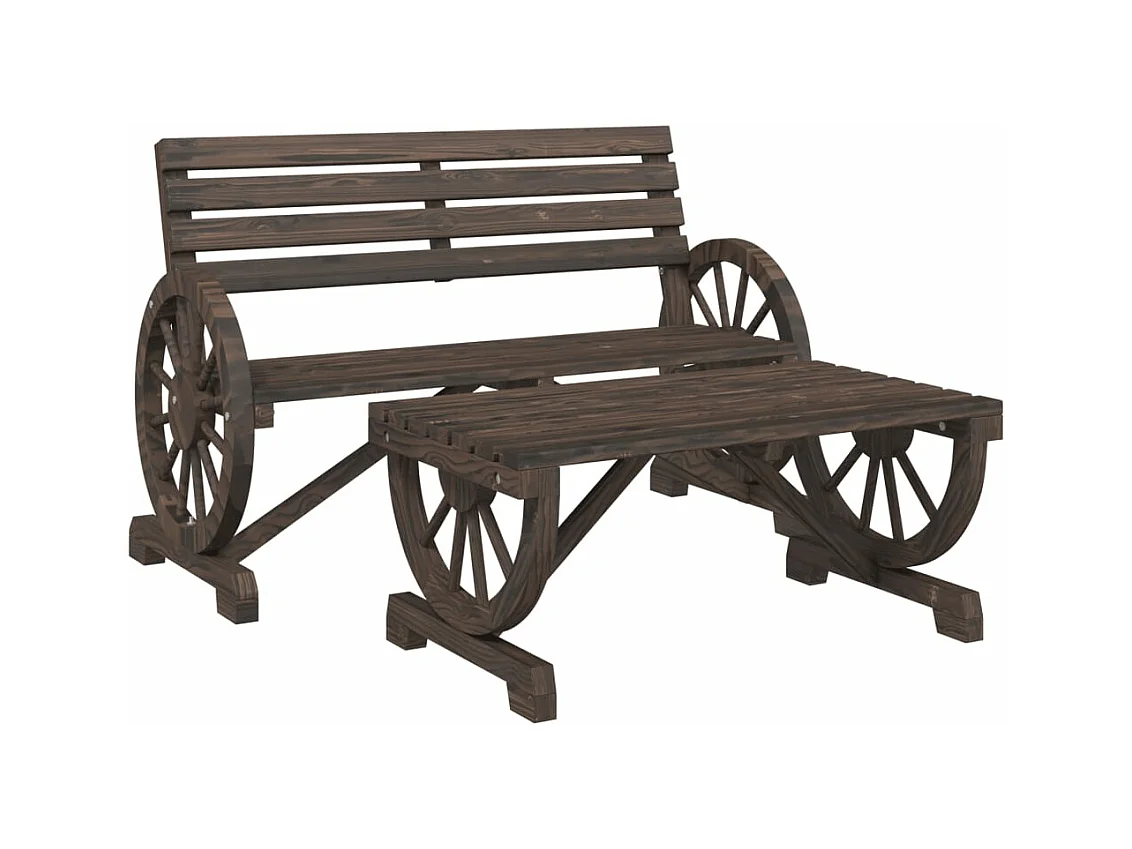 Salon de jardin 2 pcs bois de sapin massif