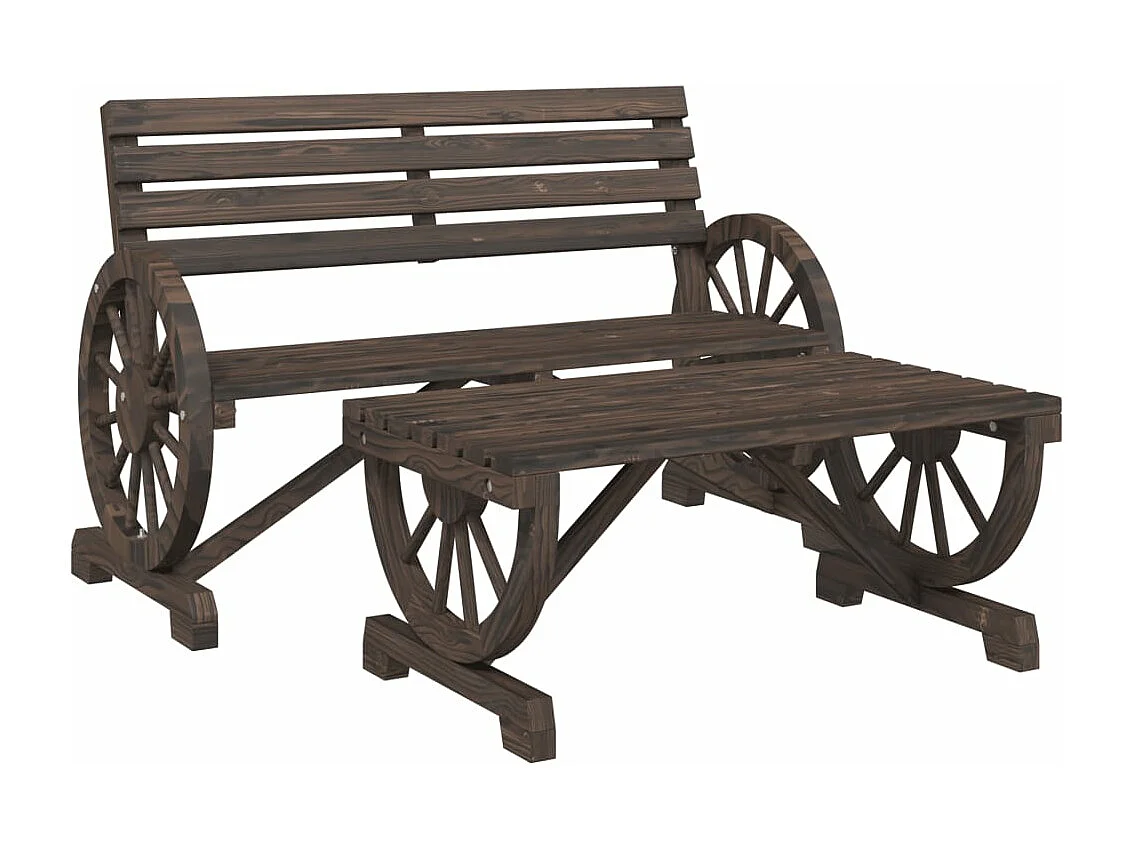 Salon de jardin 2 pcs bois de sapin massif