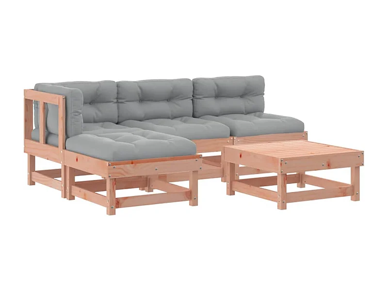 Salon de jardin 5 pcs avec coussins bois massif douglas