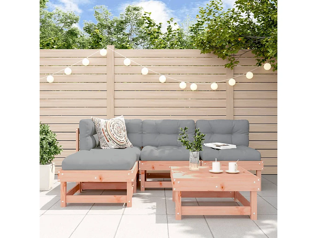 Salon de jardin 5 pcs avec coussins bois massif douglas