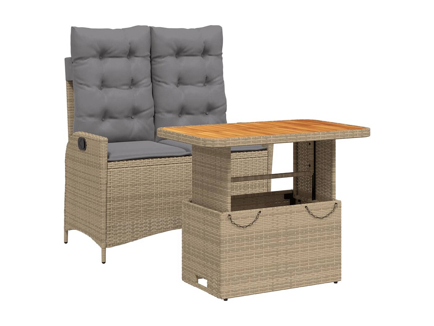 Ensemble Jardin 9 Pièces Noir - Table + 8 Chaises Dossier Rabattable Avec Coussins, Poly-rotin