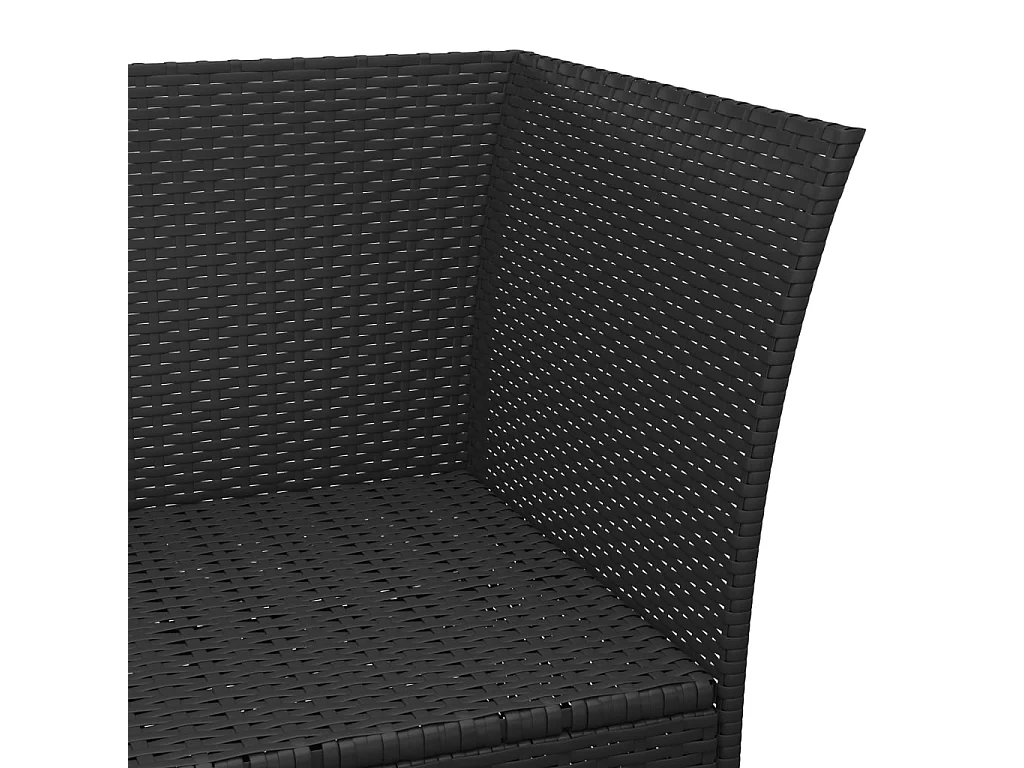 Salon de jardin 3 pcs avec coussins Noir Résine tressée