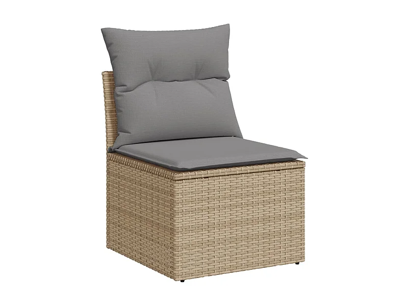 Canapé de jardin sans accoudoirs coussins beige résine tressée