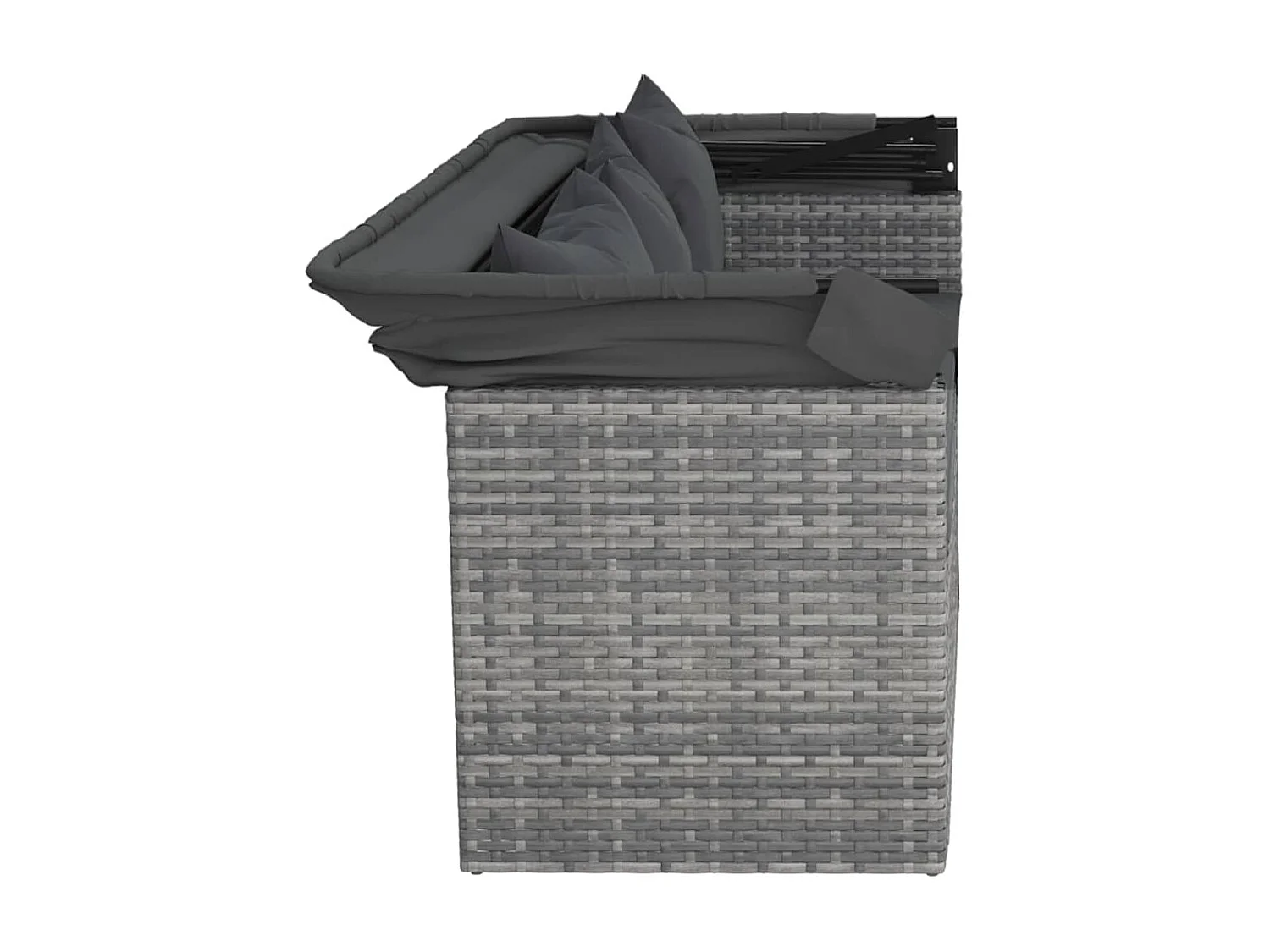 Salon de jardin 4 pcs avec coussins gris résine tressée