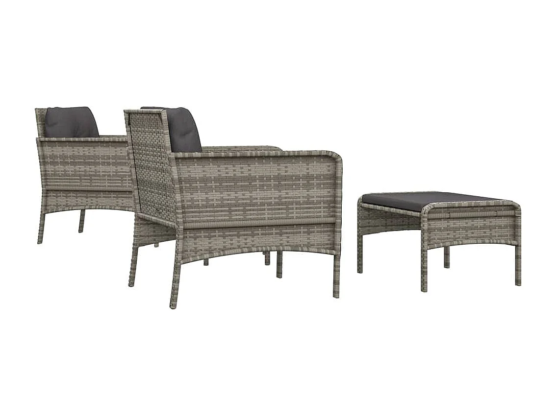 Salon de jardin 5 pcs avec coussins Gris Résine tressée