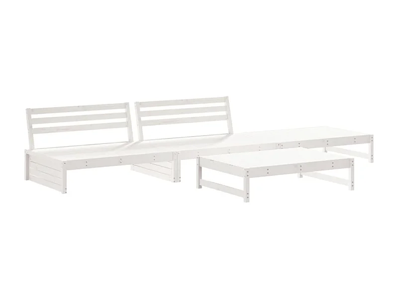 Salon de jardin 4 pcs blanc bois de pin massif