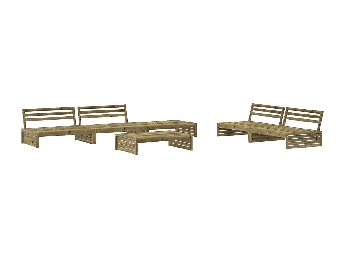 Salon de jardin 6 pcs avec coussins bois de pin imprégné