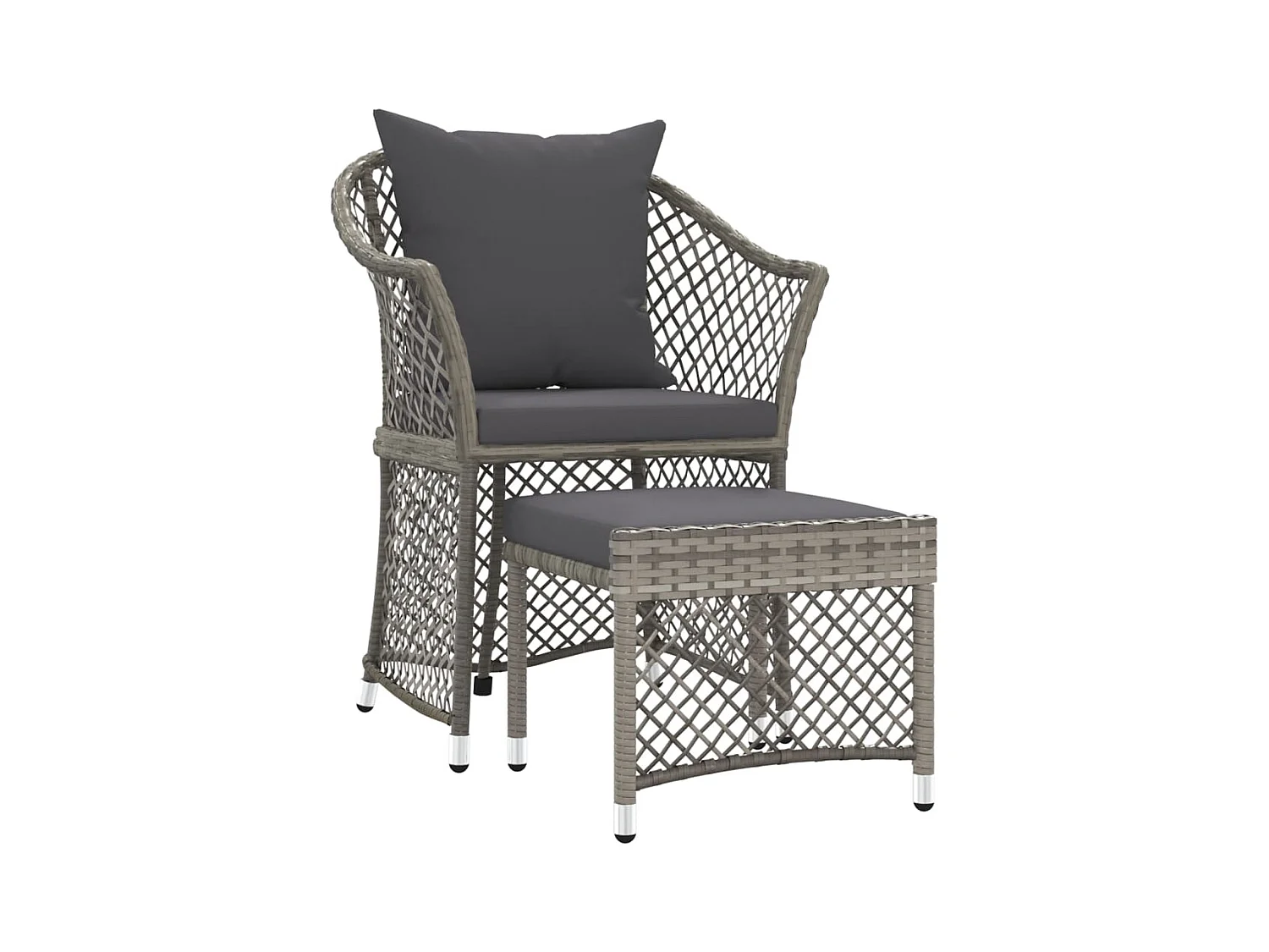 Salon de jardin 2 pcs avec coussins Gris Résine tressée