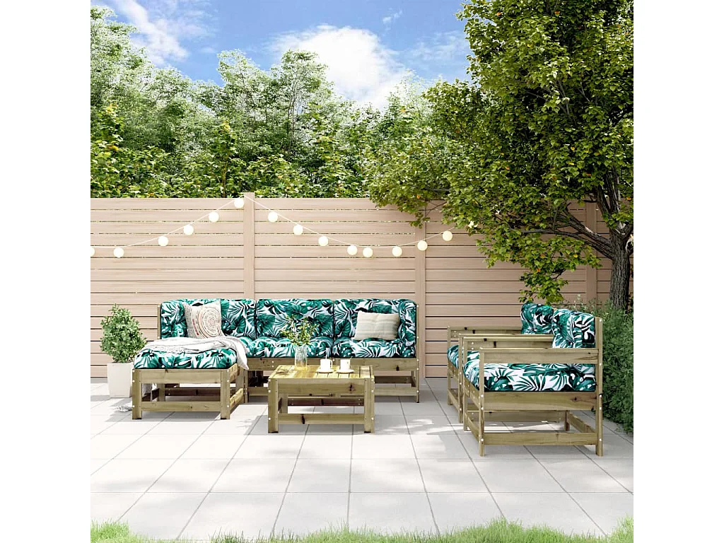 Salon de jardin 7 pcs bois de pin imprégné