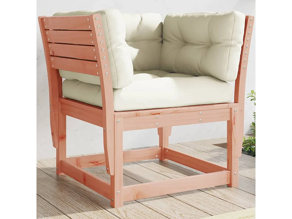 Canapé de jardin accoudoirs avec coussins bois massif douglas