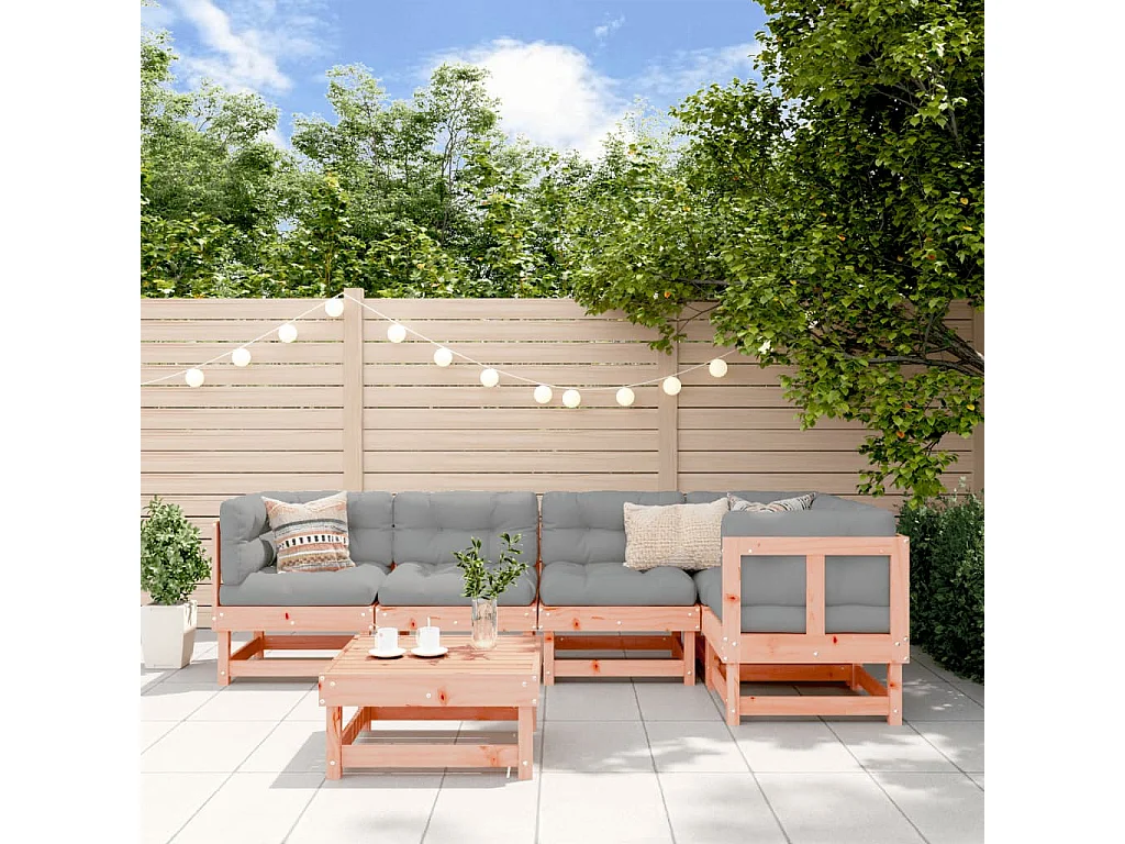 Salon de jardin 6 pcs avec coussins bois massif Douglas