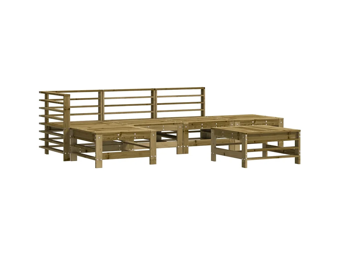 Salon de jardin 6 pcs bois de pin imprégné