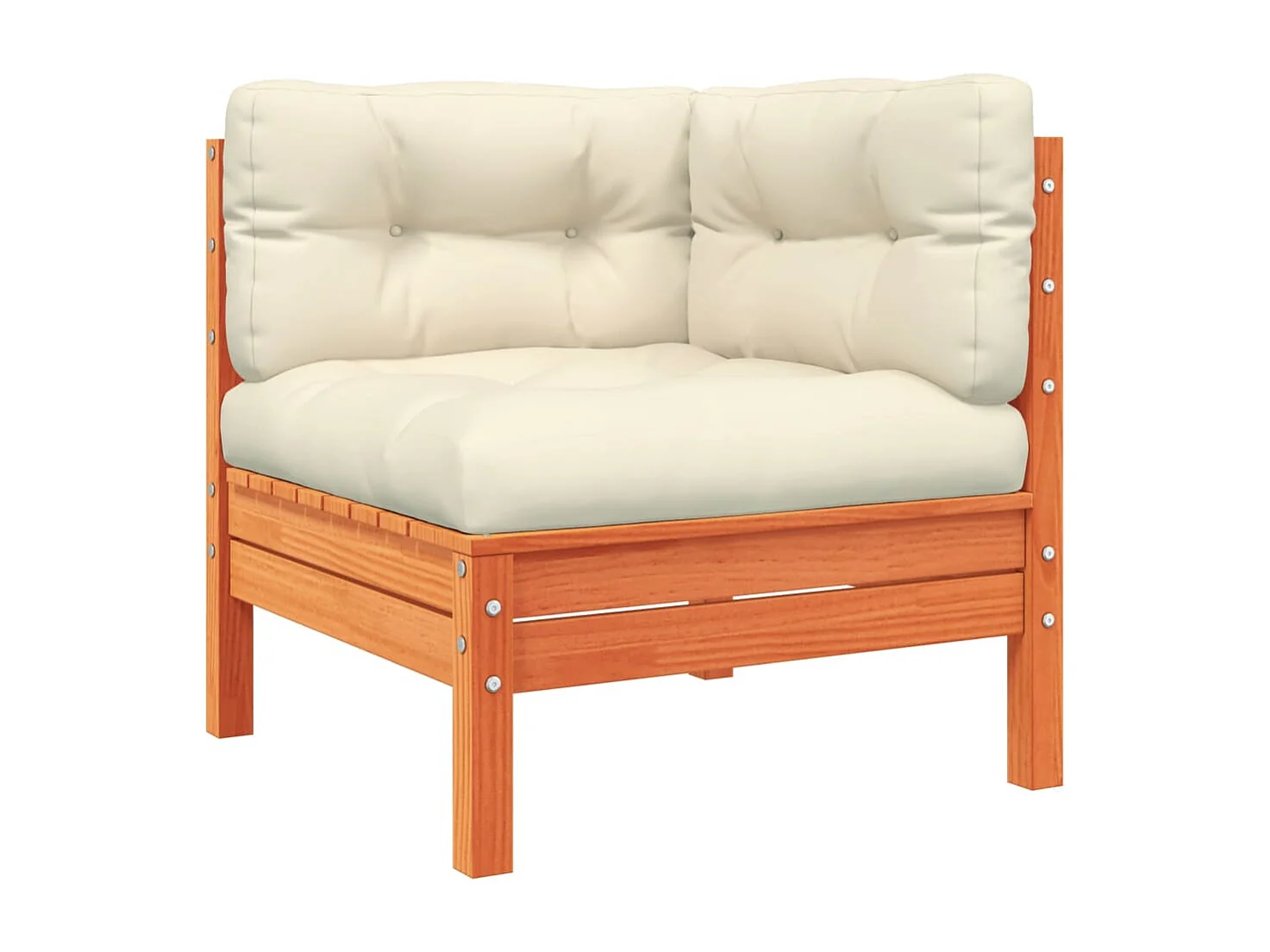 Salon de jardin 9 pcs avec coussins marron cire bois pin massif