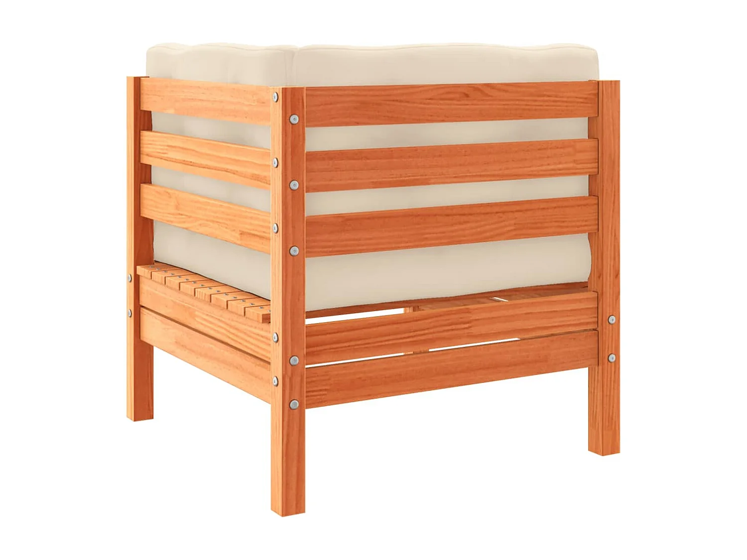 Salon de jardin 9 pcs avec coussins marron cire bois pin massif