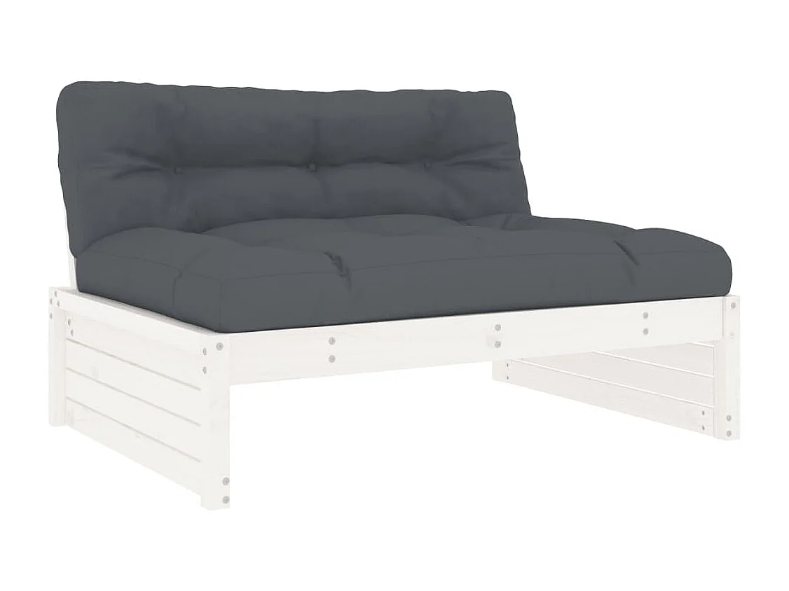 Salon de jardin 2 pcs avec coussins blanc bois massif