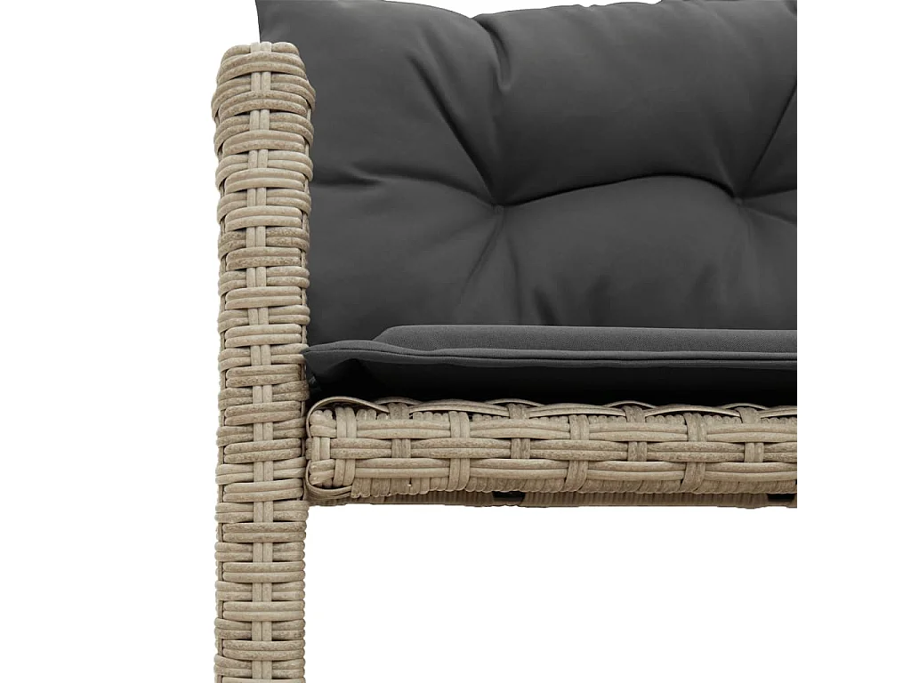 Canapé de jardin et table et coussins en forme de L gris clair