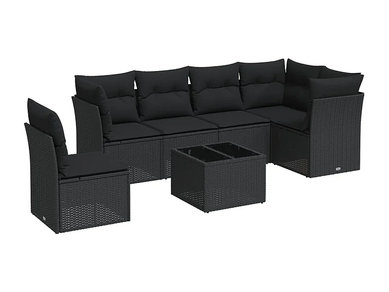 Salon de jardin avec coussins 6 pcs marron résine tressée