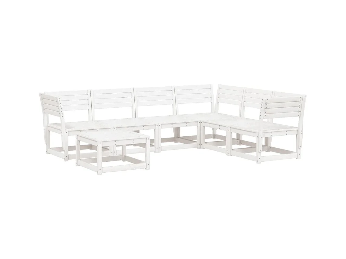 Salon de jardin 7 pcs Blanc Bois de pin massif