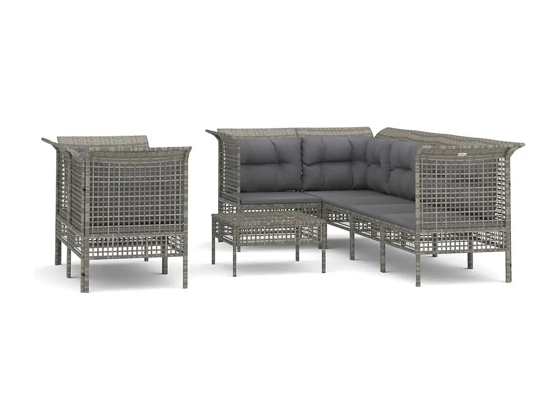 vidaXL Set de muebles de jardín 8 pzas y cojines ratán sintético gris