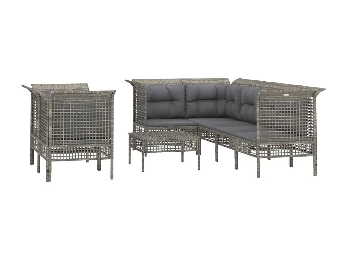vidaXL Set de muebles de jardín 8 pzas y cojines ratán sintético gris