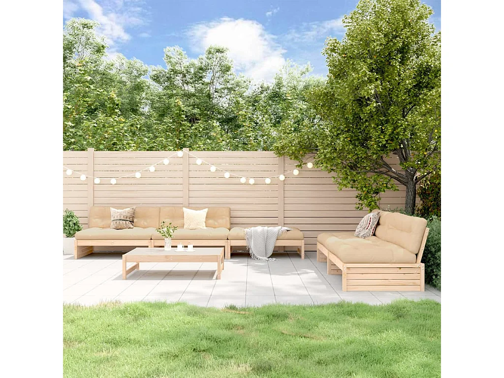 Salon de jardin 6 pcs Bois de pin massif