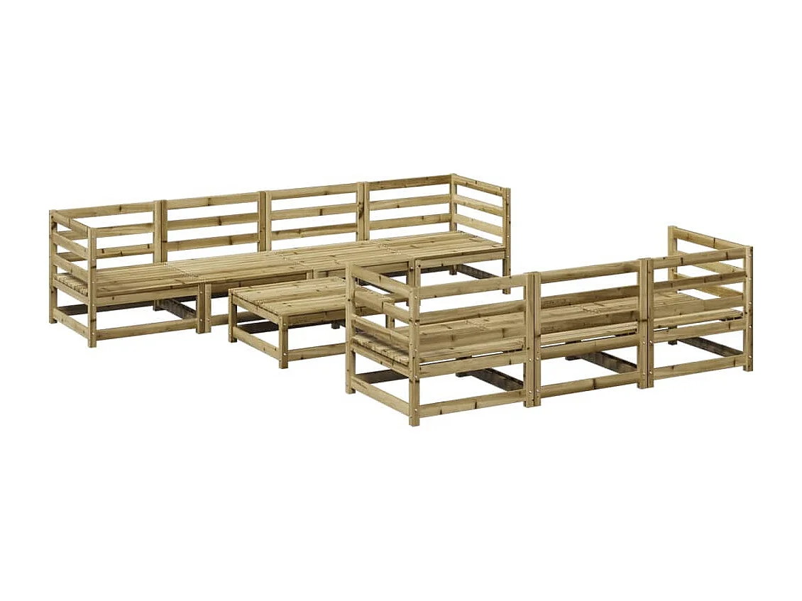 Salon de jardin 8 pcs bois de pin imprégné