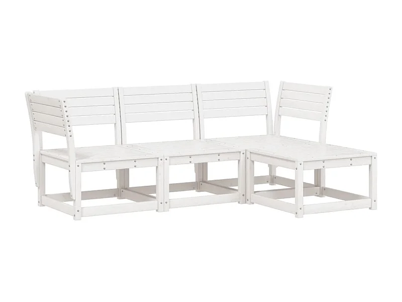 Salon de jardin 4 pcs blanc bois de pin massif