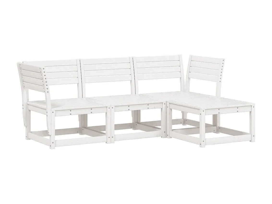 Salon de jardin 4 pcs blanc bois de pin massif