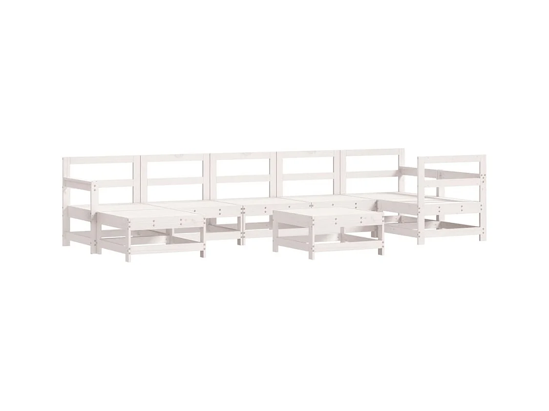 Salon de jardin 8 pcs Blanc Bois de pin massif