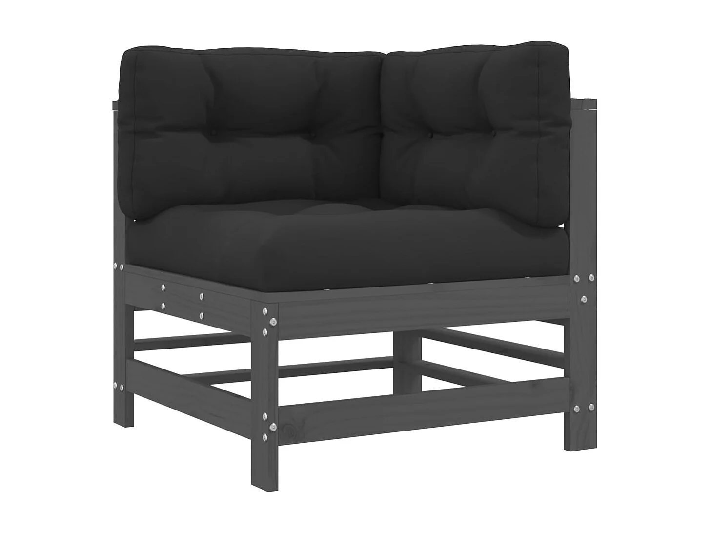 Salon de jardin 10 pcs avec coussins gris bois massif