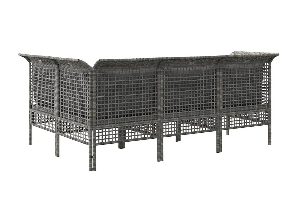 Salon de jardin 4 pcs avec coussins Gris Résine tressée