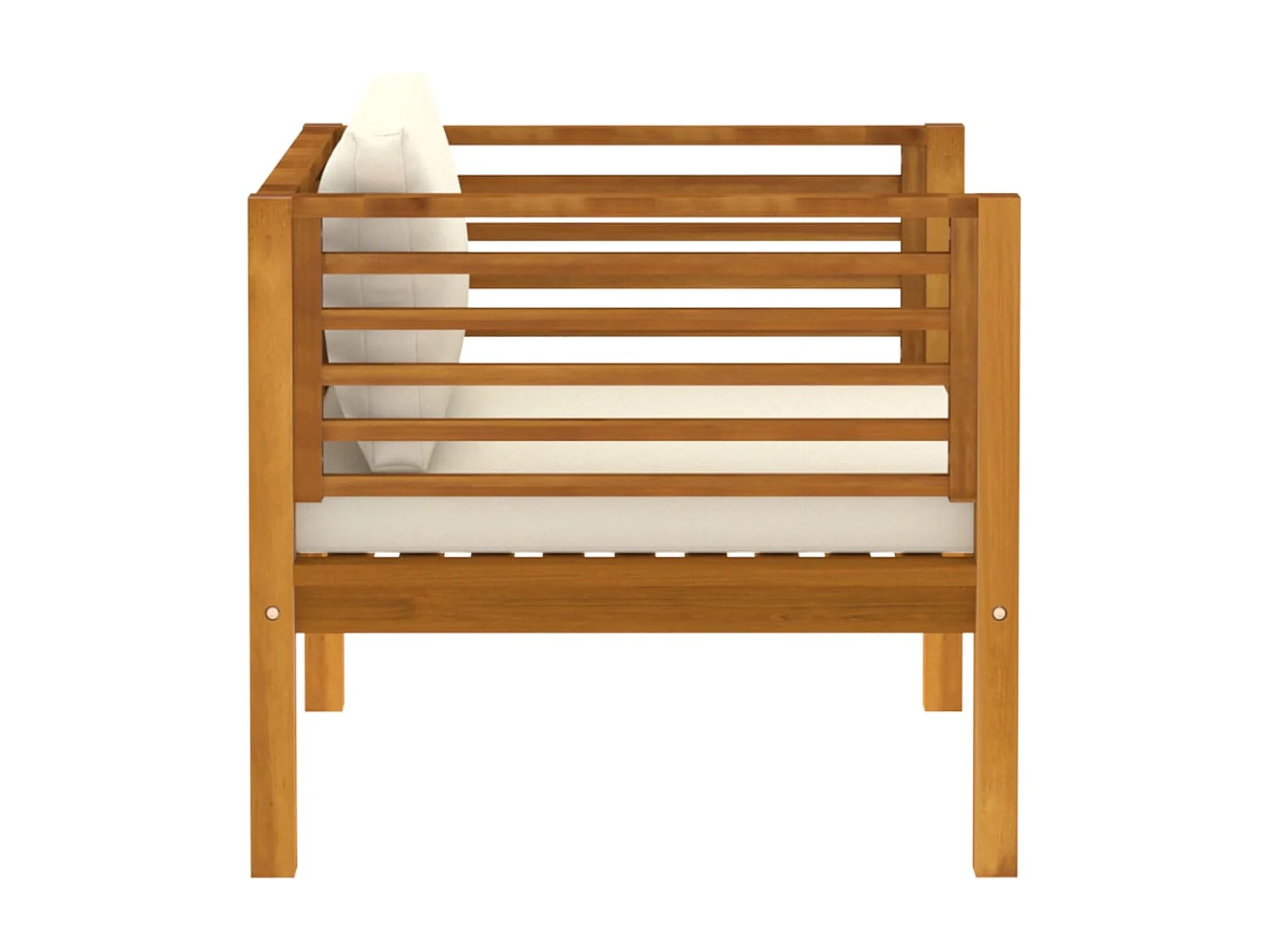 Salon de jardin 5 pcs avec coussin crème Bois d'acacia solide 4