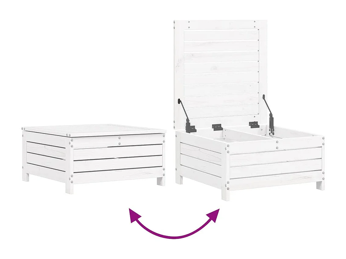 Salon de jardin 6 pcs blanc bois de pin massif