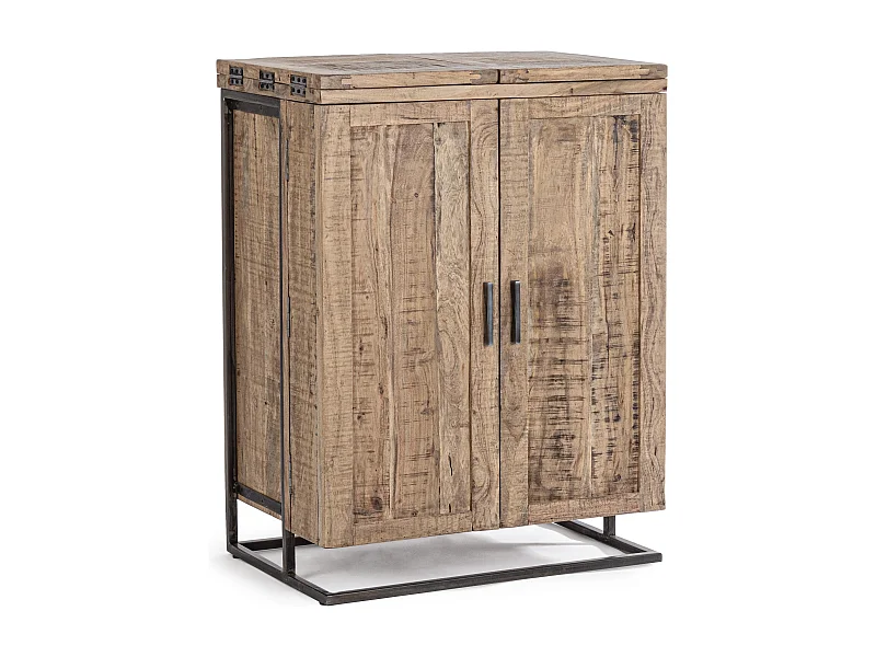 Comptoir de bar acacia 2 portes 2 tiroirs Elmer L 80cm