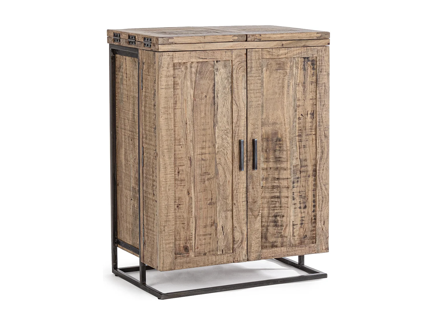 Comptoir de bar acacia 2 portes 2 tiroirs Elmer L 80cm