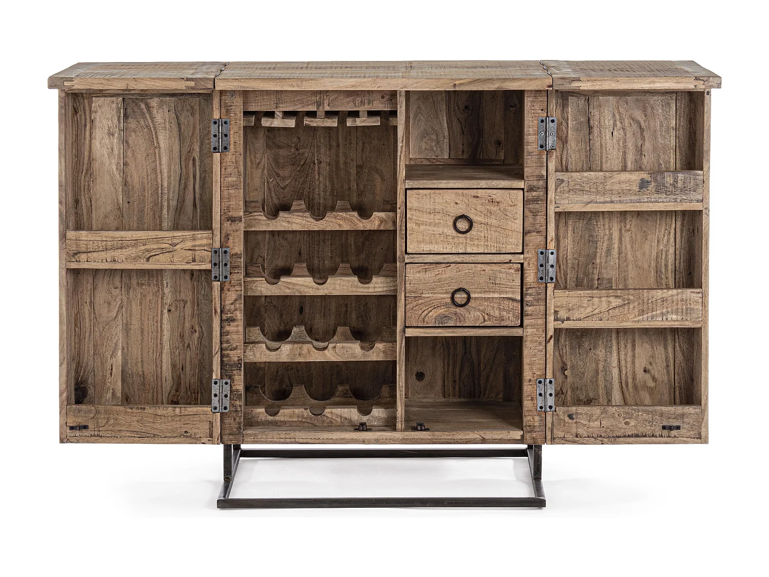 Comptoir de bar acacia 2 portes 2 tiroirs Elmer L 80cm