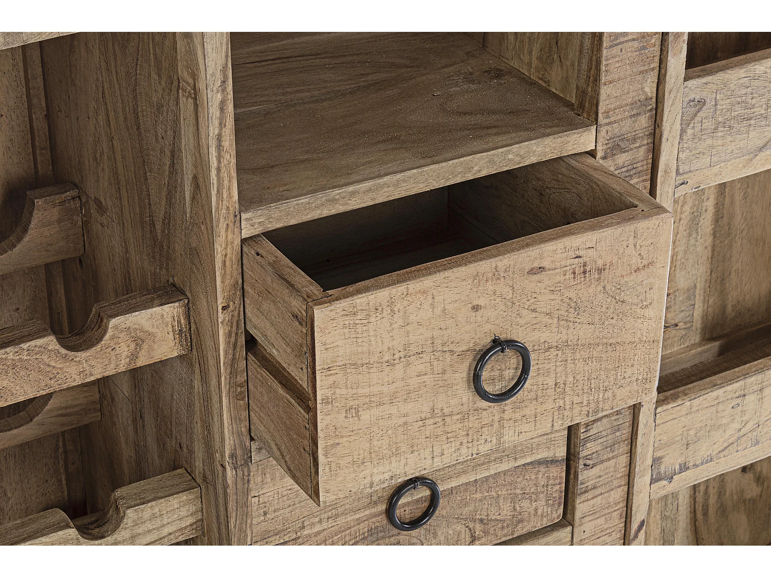 Comptoir de bar acacia 2 portes 2 tiroirs Elmer L 80cm