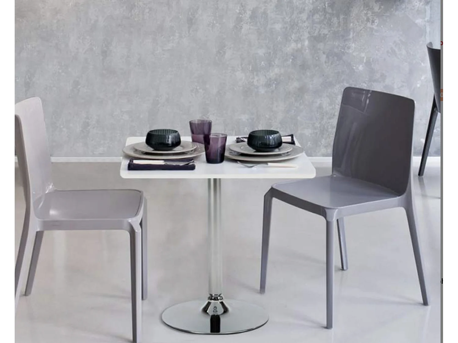 Table de bar carrée acier chrome et bois blanc Kindar L70xP70xH76.5