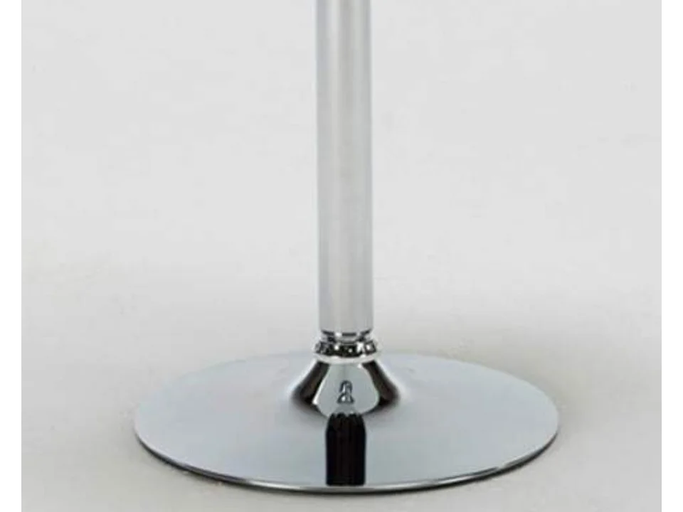 Table de bar carrée acier chrome et bois blanc Kindar L70xP70xH76.5