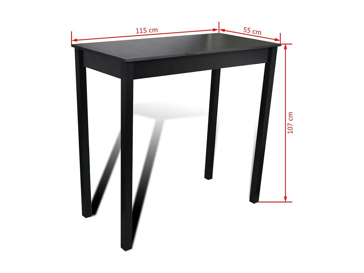 1 table de bar et 4 tabourets noir Kaz