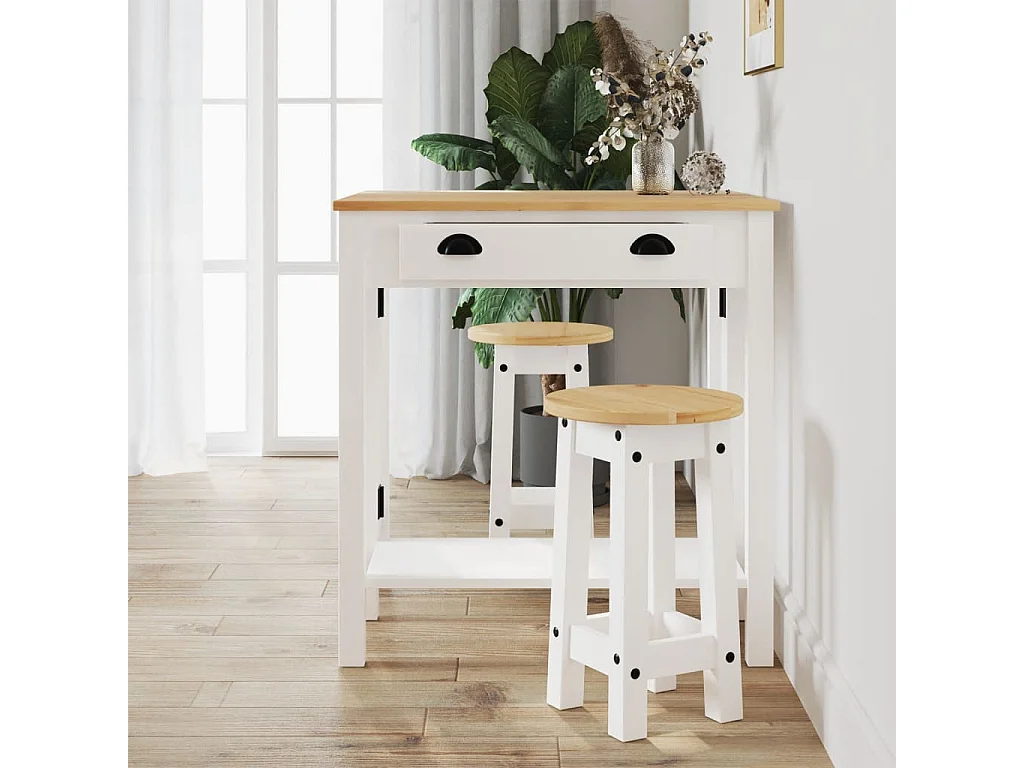 Tabourets de bar lot de 2 blanc bois massif de pin