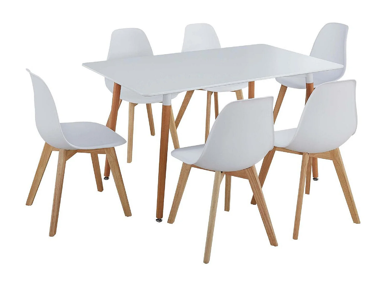 Ensemble Table & 6 Chaises "Fabio" 140cm Blanc