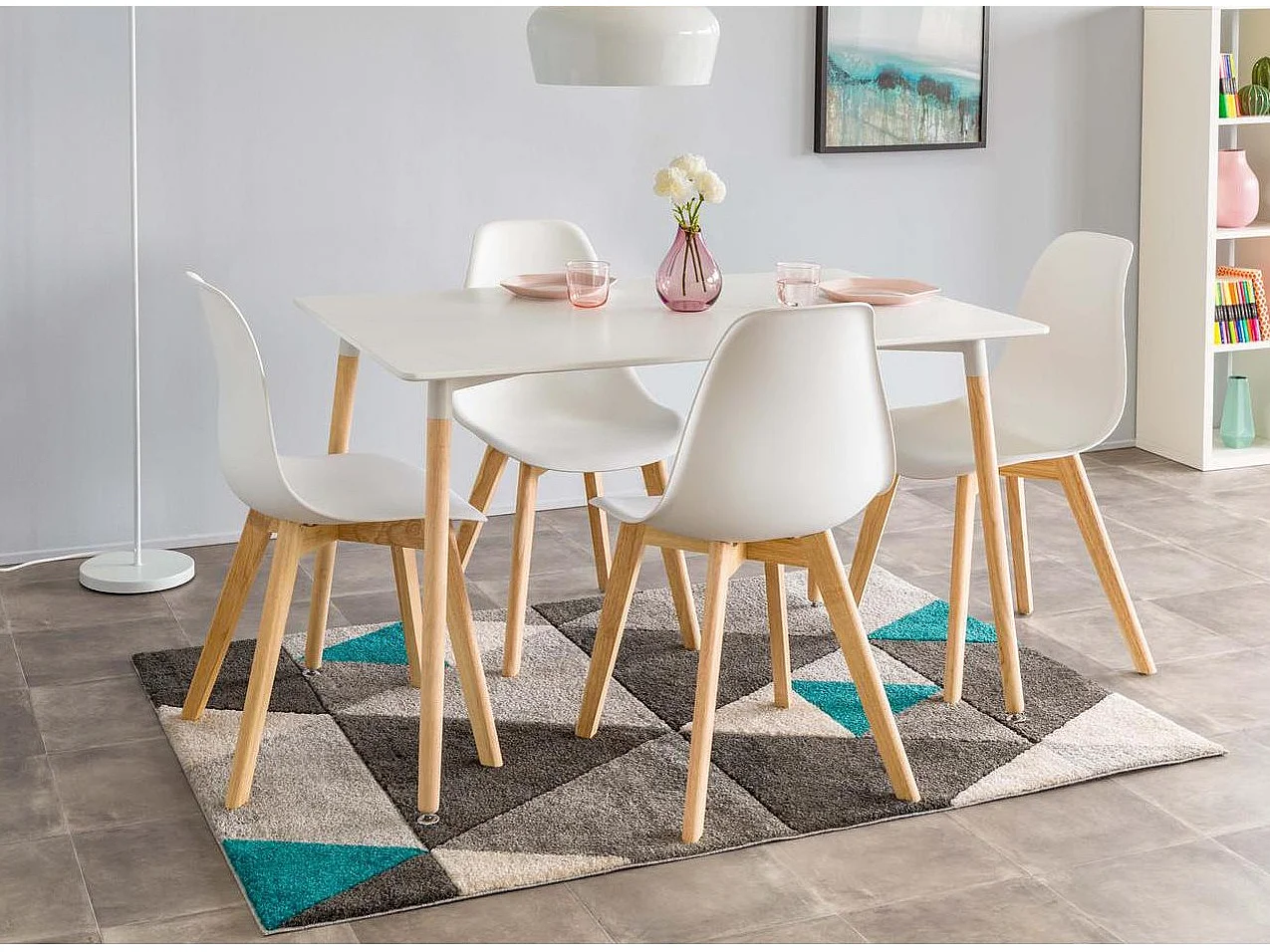 Ensemble Table & 6 Chaises "Fabio" 140cm Blanc