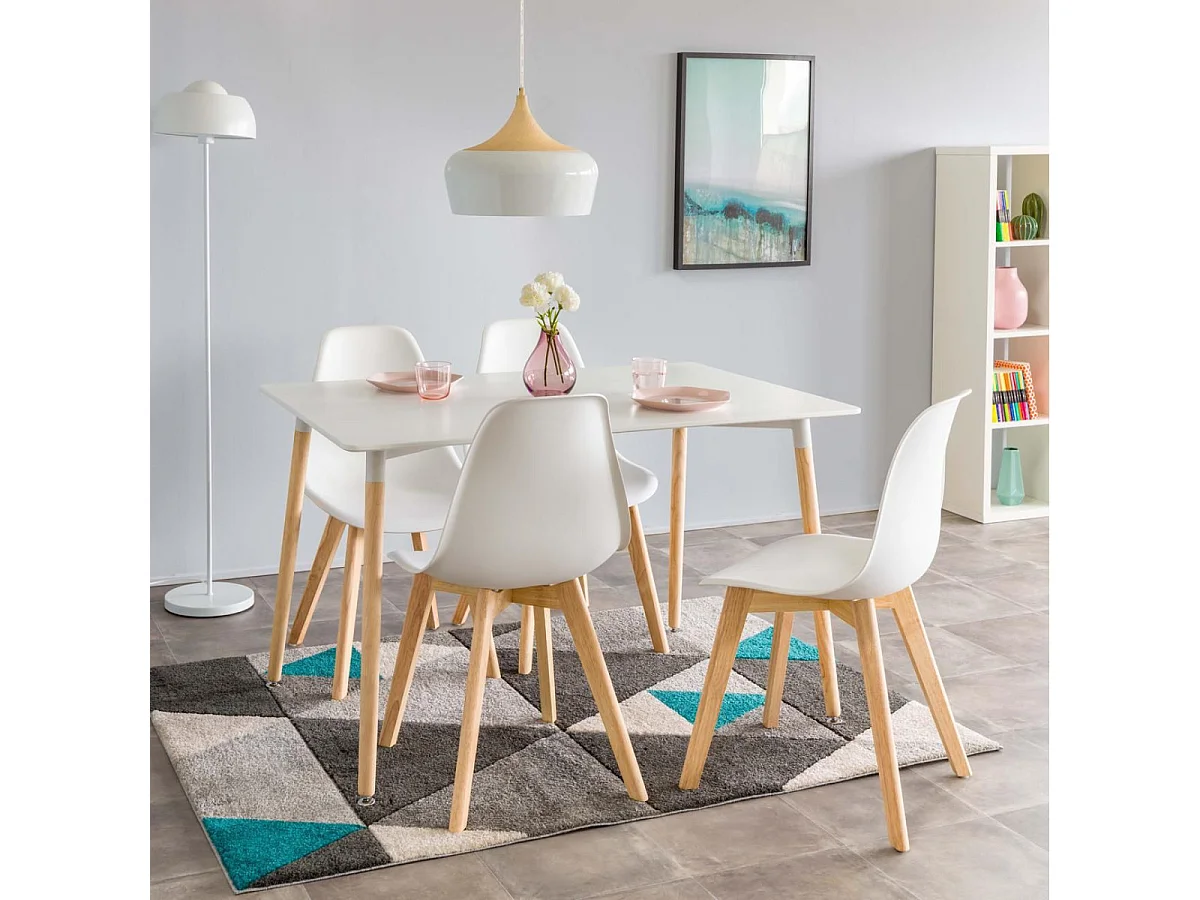 Ensemble Table & 6 Chaises "Fabio" 140cm Blanc