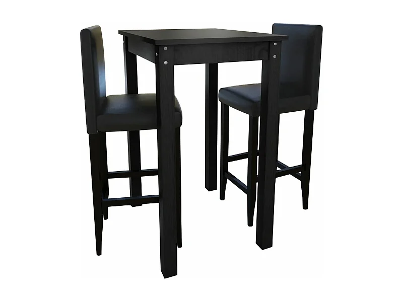 Set de 1 table de bar et 2 tabourets noir