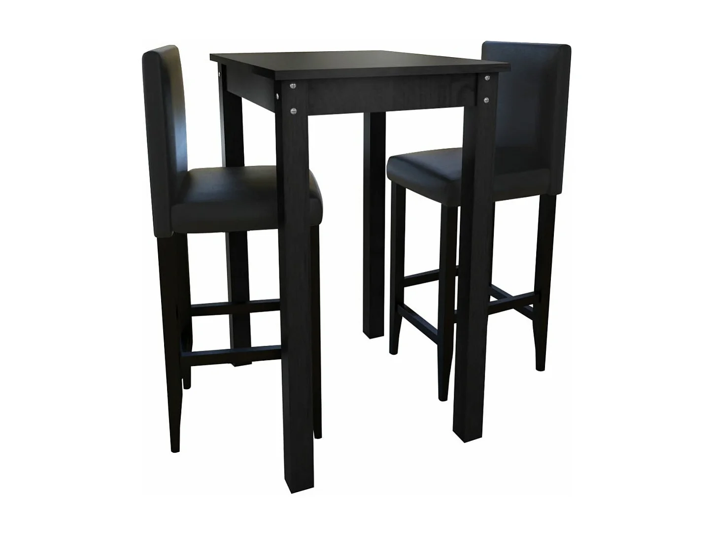 Set de 1 table de bar et 2 tabourets noir