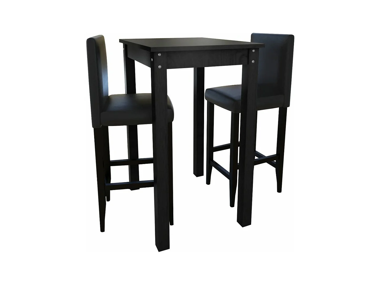 Set de 1 table de bar et 2 tabourets noir